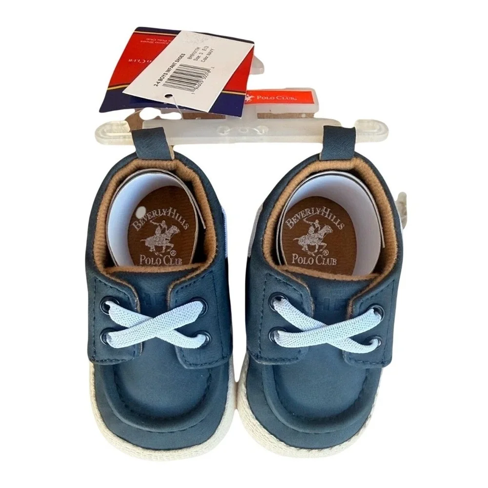 Josmo Unisex Infant Baby Size 3 Casual Sneakers Slip On‎ Crib Shoes Navy Blue